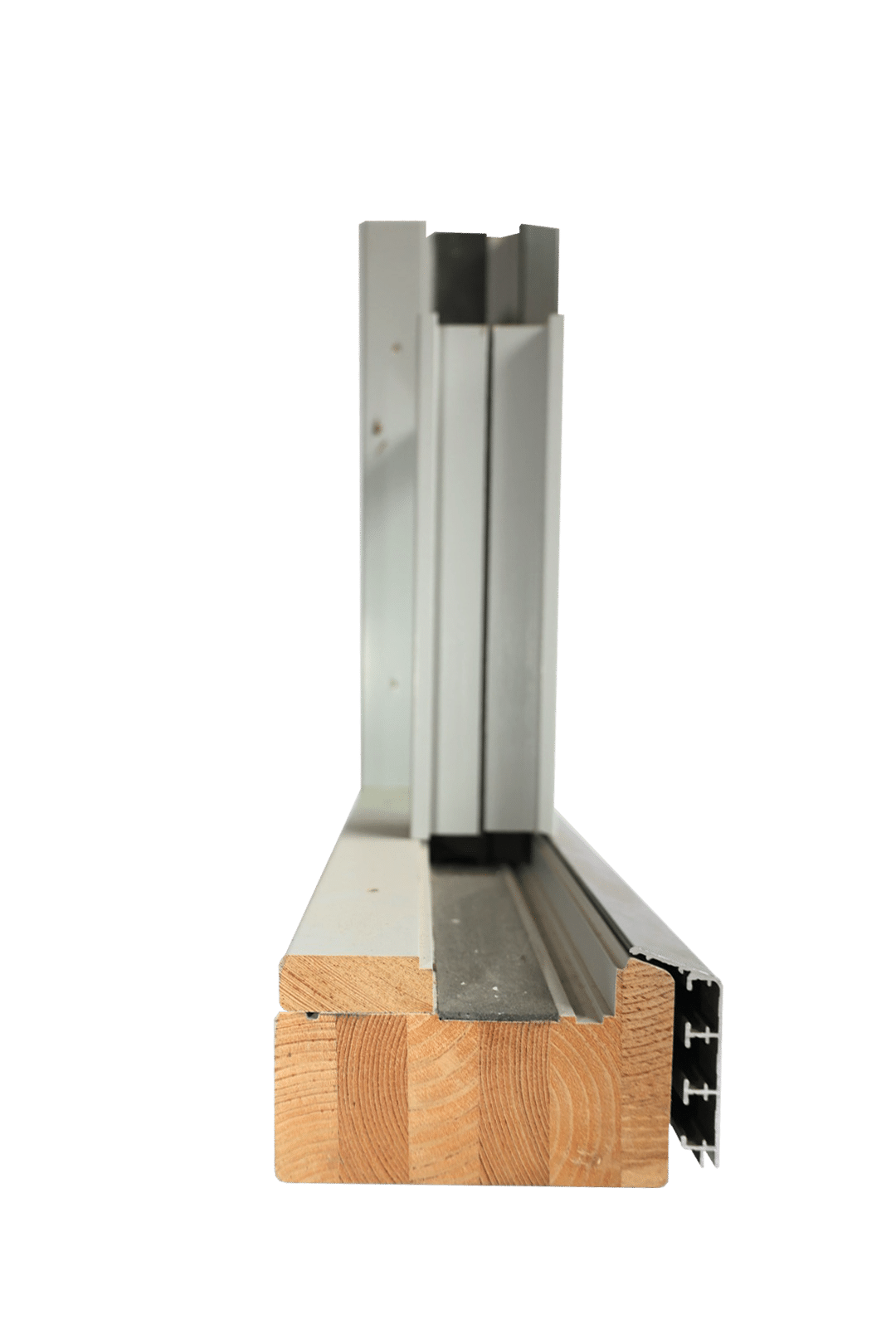 Querschnitt eines Holz-Aluminium-Profils für Tür- oder Fassadensysteme